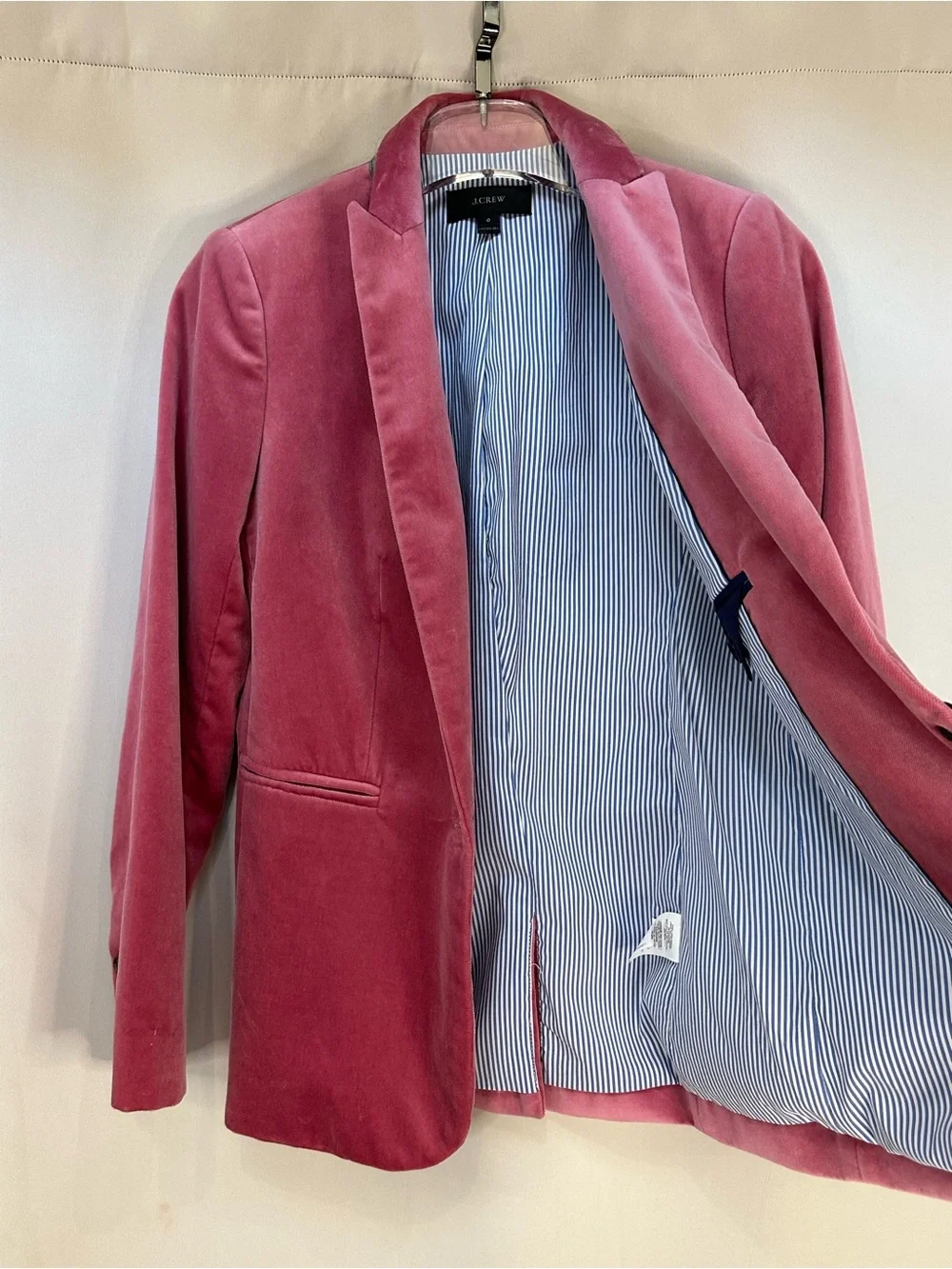 J. Crew Pink Velvet Single-Button Blazer - Size 0 XS
